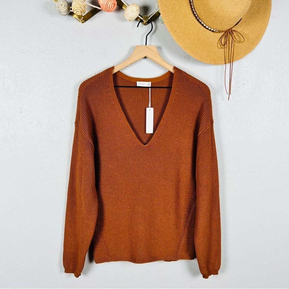 NWT Gentle Fawn Tucker Pullover Sweater Toffee V-Neck Long Sleeve Relaxed Medium - Picture 7 of 8